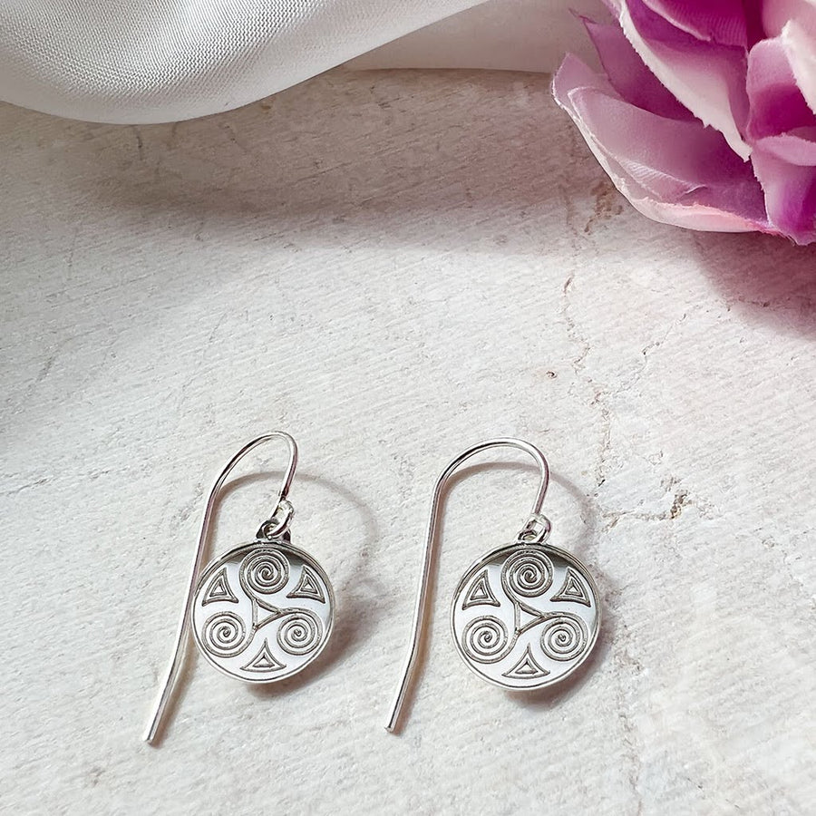 Celtic Triskele Drop earrings - by Liwu Jewellery 