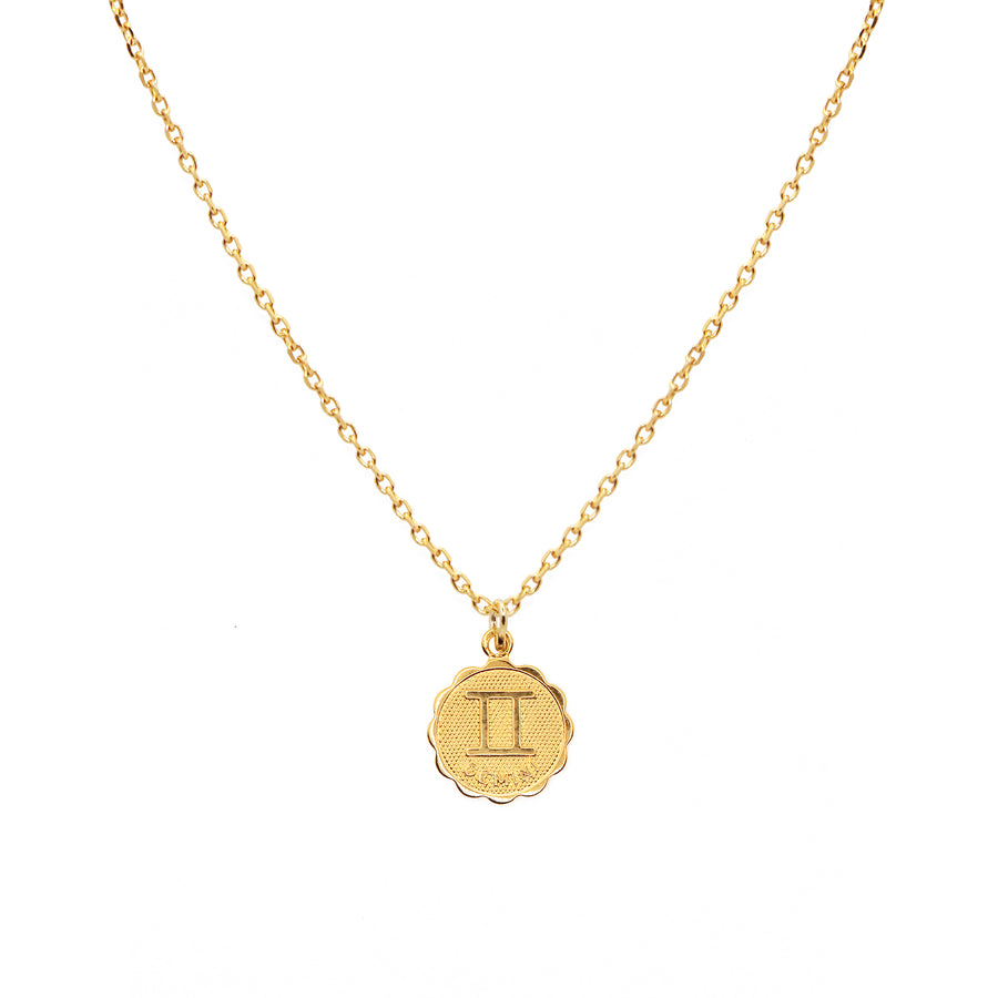 gemini zodiac star sign necklace 24k gold plated